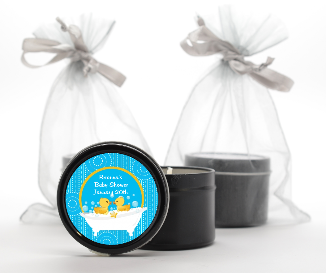 Twin Duck - Baby Shower Black Candle Tin Favors