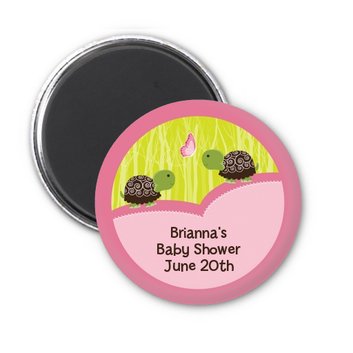 Twin Turtle Girls - Personalized Baby Shower Magnet Favors