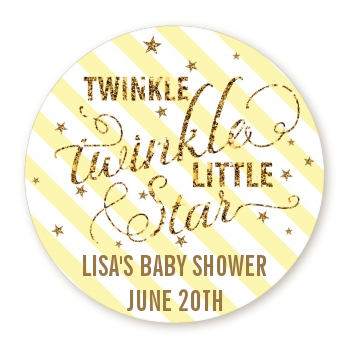 Twinkle Little Star - Round Personalized Baby Shower Sticker Labels