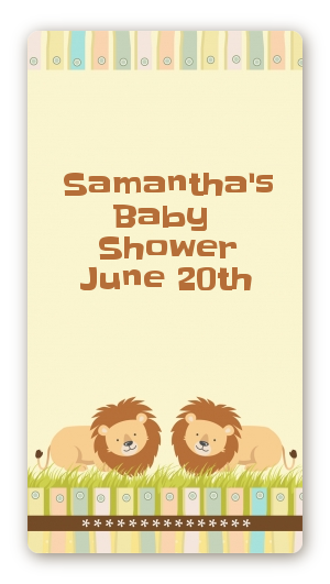 Twin Lions - Custom Rectangle Baby Shower Sticker/Labels