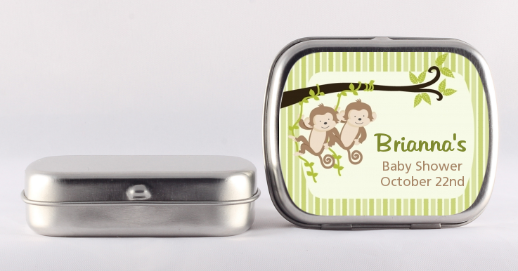 Twin Monkey - Personalized Baby Shower Mint Tins