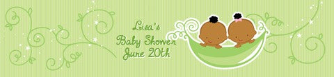 Twins Two Peas in a Pod African American - Personalized Baby Shower Banners