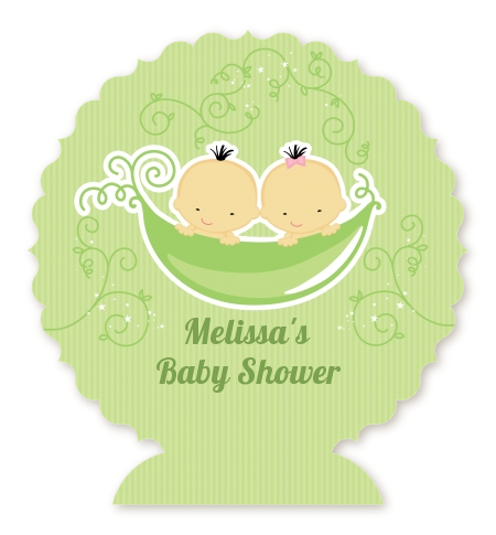 Twins Two Peas in a Pod Asian - Personalized Baby Shower Centerpiece Stand