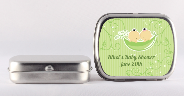 Twins Two Peas in a Pod Asian - Personalized Baby Shower Mint Tins