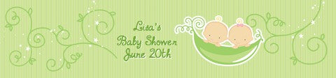 Twins Two Peas in a Pod Caucasian - Personalized Baby Shower Banners