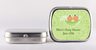 Twins Two Peas in a Pod Hispanic - Personalized Baby Shower Mint Tins