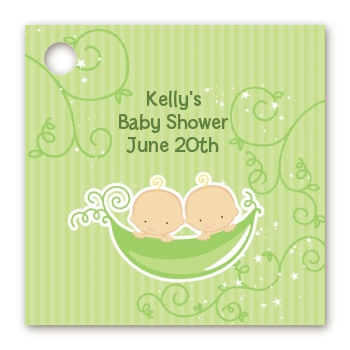 Twins Two Peas in a Pod Caucasian - Personalized Baby Shower Card Stock Favor Tags
