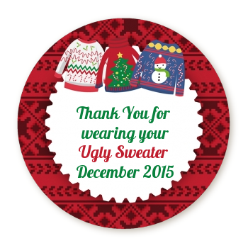 Ugly Sweater - Round Personalized Christmas Sticker Labels