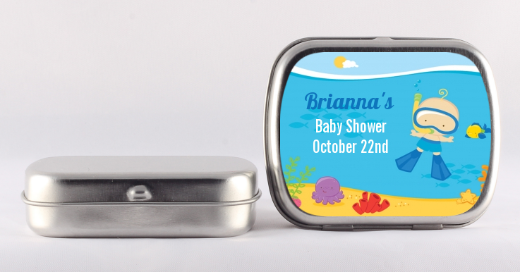 Under the Sea Baby Boy Snorkeling - Personalized Baby Shower Mint Tins