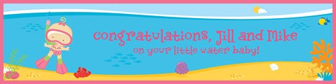 Under the Sea Baby Girl Snorkeling - Personalized Baby Shower Banners