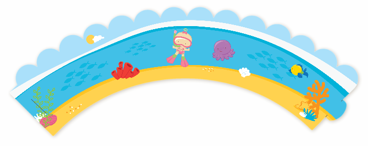 Under the Sea Baby Girl Snorkeling - Baby Shower Cupcake Wrappers