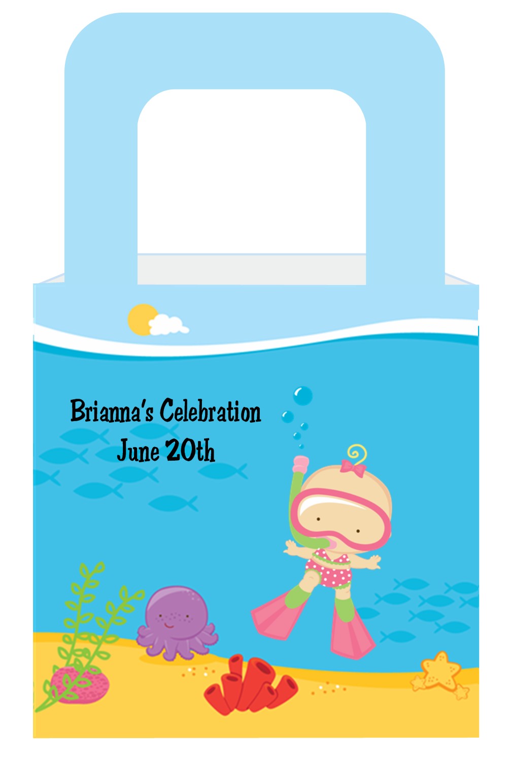 Under the Sea Baby Girl Snorkeling - Personalized Baby Shower Favor Boxes