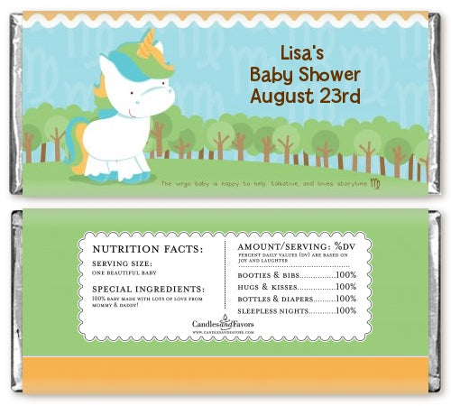 Unicorn | Virgo Horoscope - Personalized Baby Shower Candy Bar Wrappers
