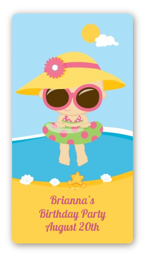 Beach Girl - Custom Rectangle Birthday Party Sticker/Labels