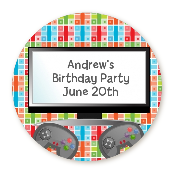 Video Game Time - Round Personalized Birthday Party Sticker Labels