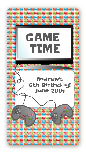 Video Game Time - Custom Rectangle Birthday Party Sticker/Labels