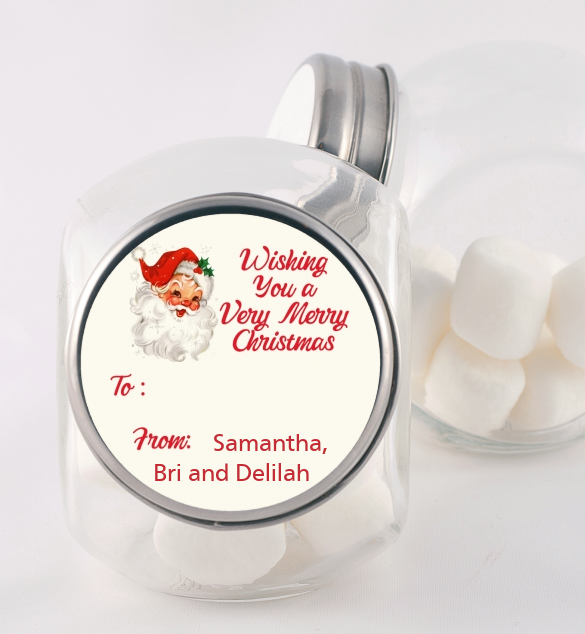 Vintage Santa - Personalized Christmas Candy Jar