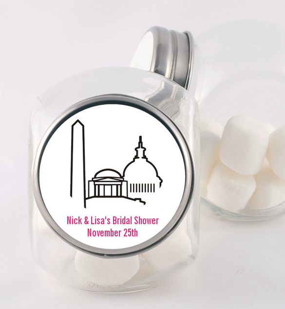Washington DC Skyline - Personalized Bridal Shower Candy Jar