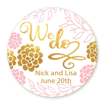 We Do - Round Personalized Bridal Shower Sticker Labels