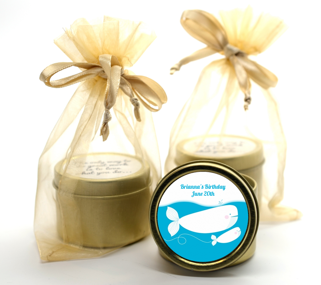 Whale Of A Good Time - Birthday Party Gold Tin Candle Favors