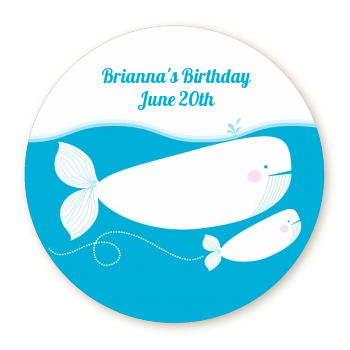 Whale Of A Good Time - Round Personalized Birthday Party Sticker Labels