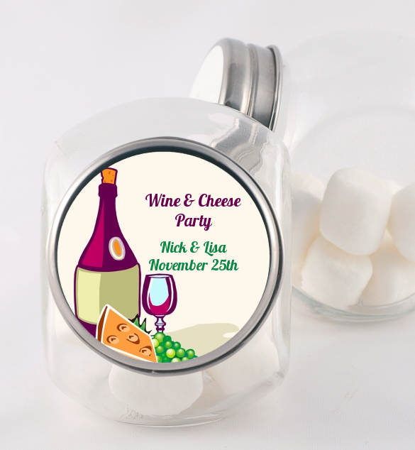Wine & Cheese - Personalized Bridal Shower Candy Jar