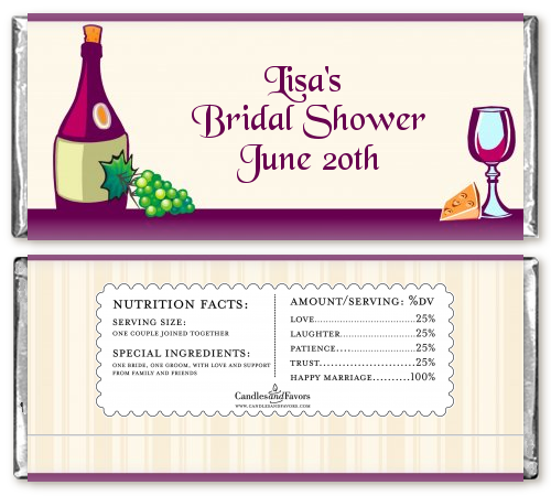 Wine & Cheese - Personalized Bridal Shower Candy Bar Wrappers