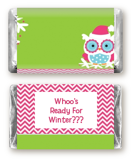 Winter Owl - Personalized Christmas Mini Candy Bar Wrappers