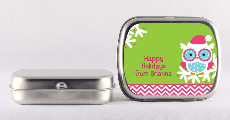 Winter Owl - Personalized Christmas Mint Tins