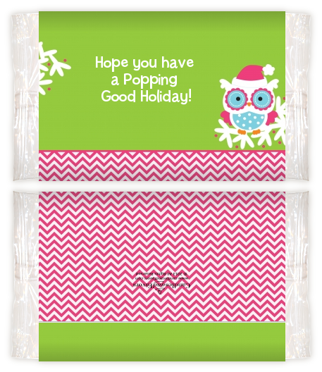 Winter Owl - Personalized Popcorn Wrapper Christmas Favors