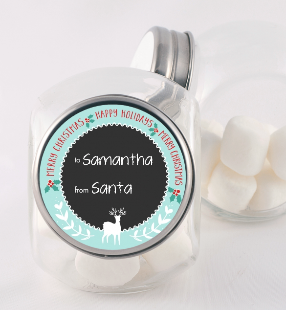Winter Reindeer - Personalized Christmas Candy Jar