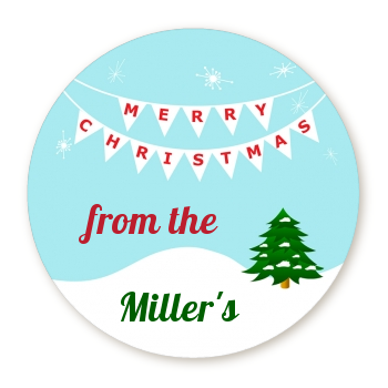 Winter Wonderland - Round Personalized Christmas Sticker Labels