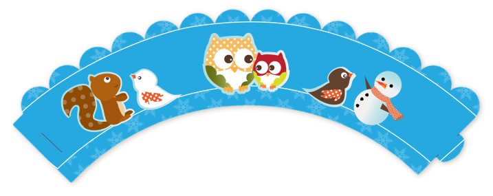 Owl - Winter Theme or Christmas - Baby Shower Cupcake Wrappers