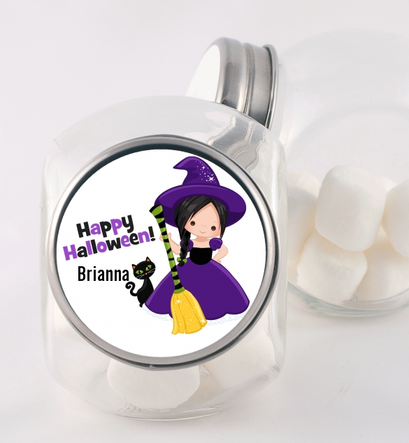 Witch and Broom Stick - Personalized Halloween Candy Jar