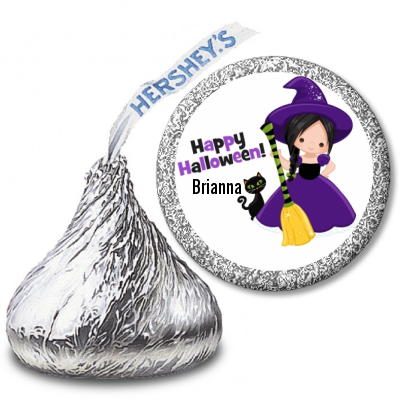 Witch and Broom Stick - Hershey Kiss Halloween Sticker Labels
