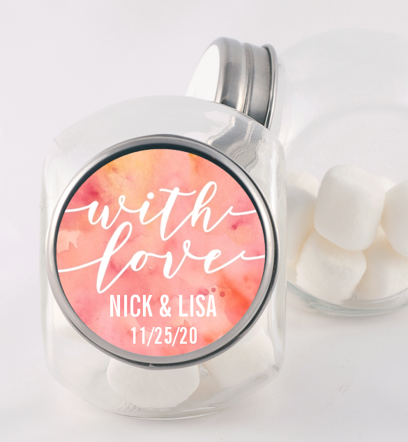 With Love - Personalized Bridal Shower Candy Jar