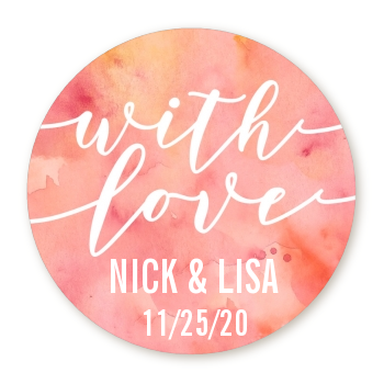 With Love - Round Personalized Bridal Shower Sticker Labels