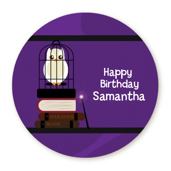 Wizard Tools & Owl - Round Personalized Birthday Party Sticker Labels