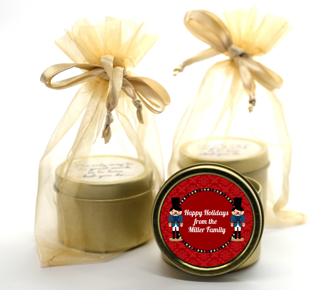 Wooden Soldiers - Christmas Gold Tin Candle Favors