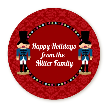 Wooden Soldiers - Round Personalized Christmas Sticker Labels