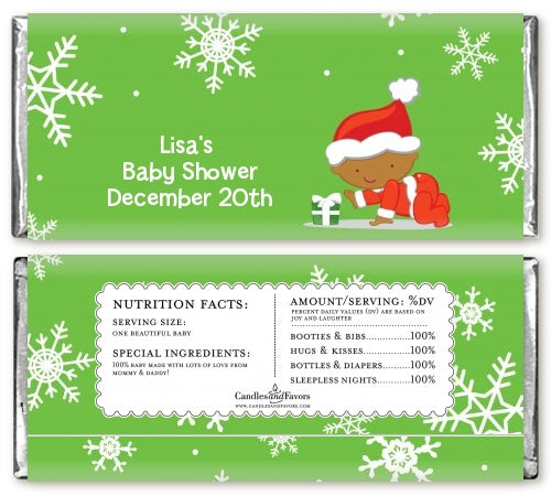 Christmas Baby Snowflakes African American - Personalized Baby Shower Candy Bar Wrappers