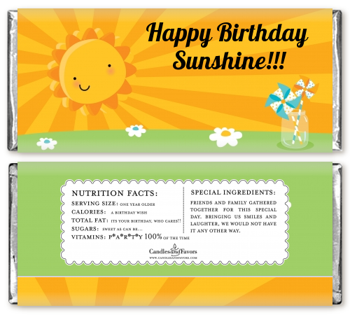 You Are My Sunshine - Personalized Birthday Party Candy Bar Wrappers