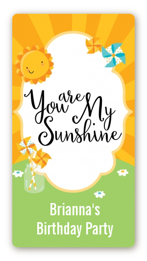 You Are My Sunshine - Custom Rectangle Birthday Party Sticker/Labels