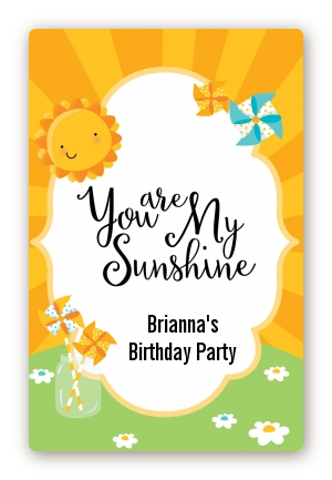 You Are My Sunshine - Custom Large Rectangle Birthday Party Sticker/Labels