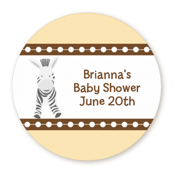 Zebra - Round Personalized Baby Shower Sticker Labels