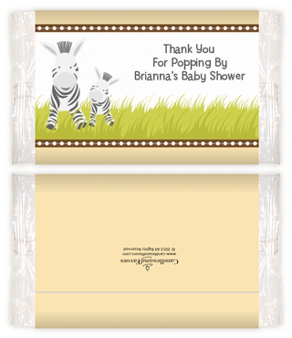 Zebra - Personalized Popcorn Wrapper Baby Shower Favors
