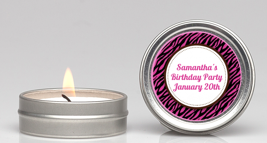 Zebra Print Pink & Black - Birthday Party Candle Favors