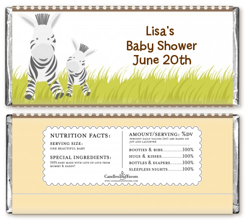 Zebra - Personalized Baby Shower Candy Bar Wrappers