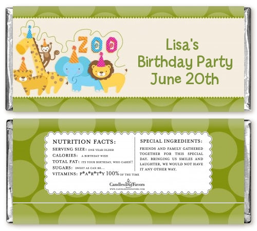 Zoo Crew - Personalized Birthday Party Candy Bar Wrappers