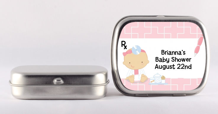  Little Girl Doctor On The Way - Personalized Baby Shower Mint Tins Caucasian